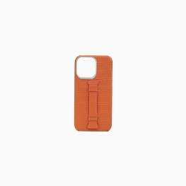iPhone 14 Pro Max Strap Case - Croco Silver