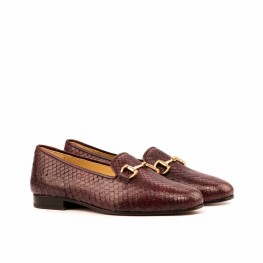 Rose - Burgundy Painted Calf - Burgundy Exotic Python Slipper